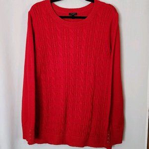 Talbots 2X Red Cable Sweater